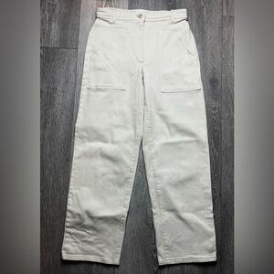 Wilfred Aritzia Cream Utility Straight Leg Pants Size 6 High Rise
